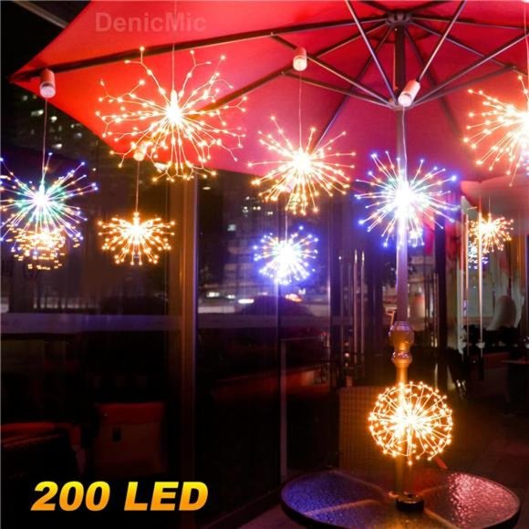 Starburst Lights 200 LED Firework Lights Copper Wire Sphere Lights with Remote - Picture 4 of 6